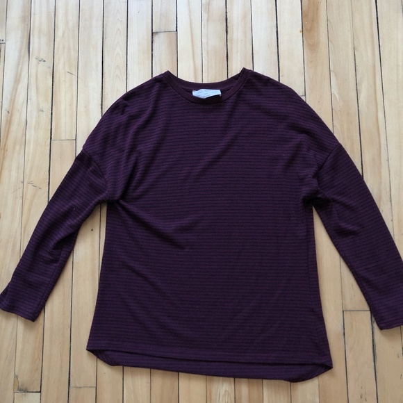 Burgundy & blue long sleeve tee - Picture 1 of 2